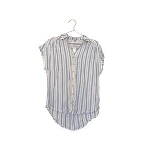 The Workshop Clothing Blue & White Vertical Stripe Button-Up Blouse